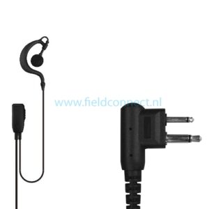 Incotech ECH1040M1A Communicatieset met G-vorm oorhanger en revers Mic en PTT Motorola 2-pin connect