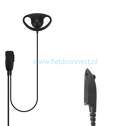 Incotech Spreekluisterset met D-vorm luidspreker en revers Mic en PTT Motorola multi-pin connector (