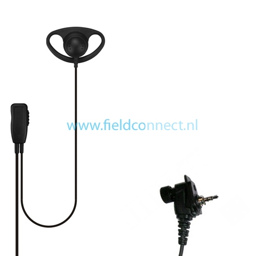 Incotech spreekluisterset met D-vorm luidspreker en revers microfoon en PTT met  Motorola MT1 Connec