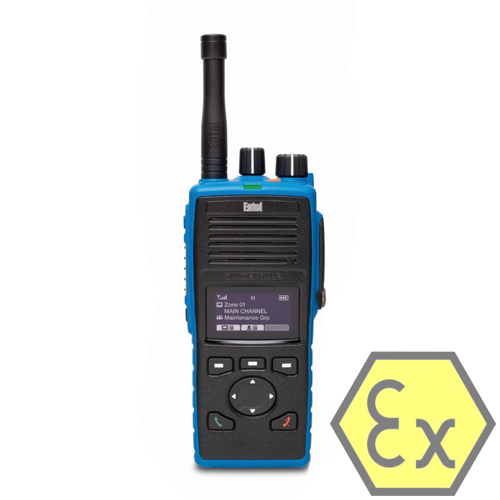 Entel DT953 licentie vrije analoge (FM)/digitale (DMR) portofoon met OLED display, ATEX IIC ATEX-gek